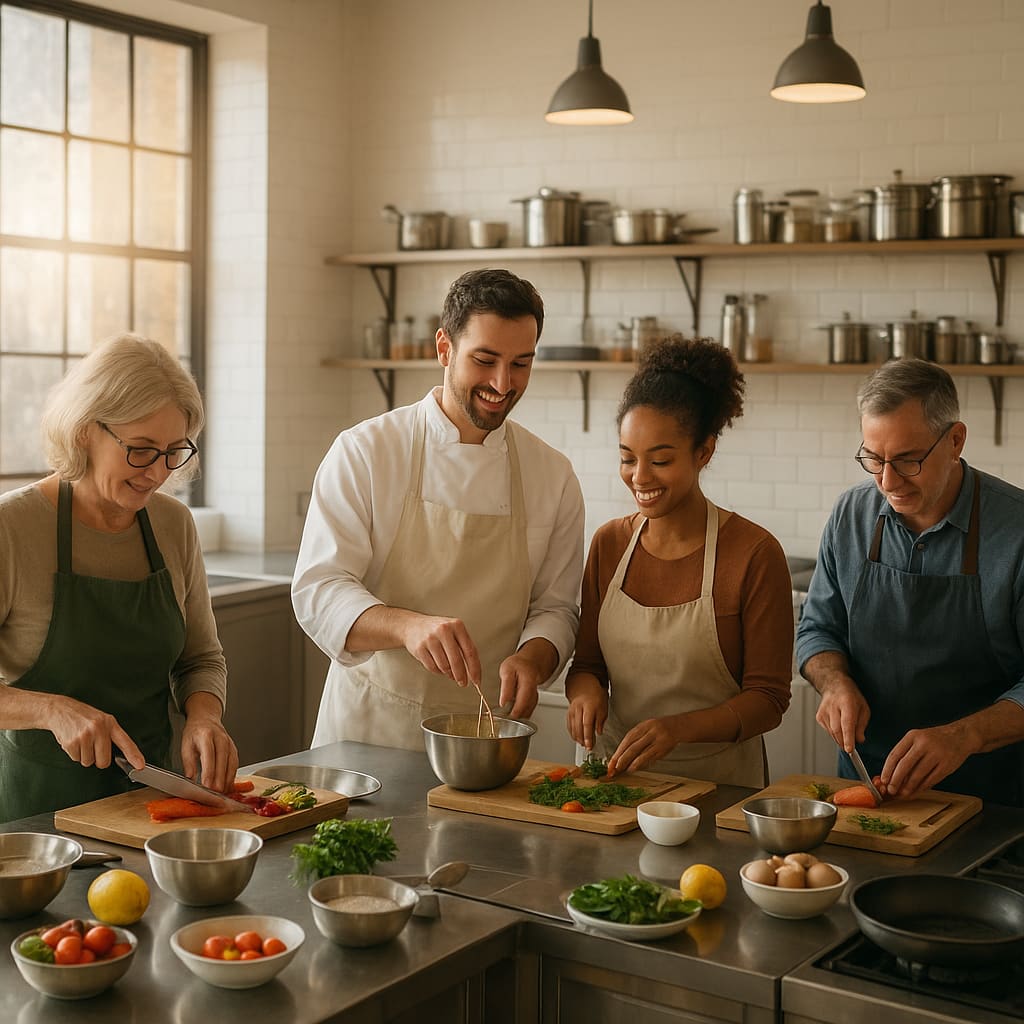 Kochkurs in moderner Küche in Zürich